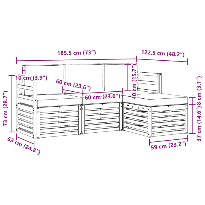 Set de canapele de exterior 4 pcs Alb și gri deschis WALTI