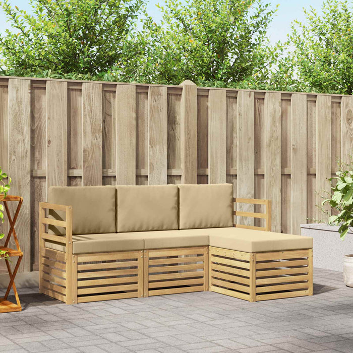 Set de canapele de exterior cu pernă 4 pcs Alb și Bej Poliester WALTI