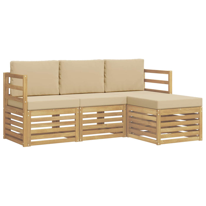 Set de canapele de exterior cu pernă 4 pcs Alb și Bej Poliester WALTI