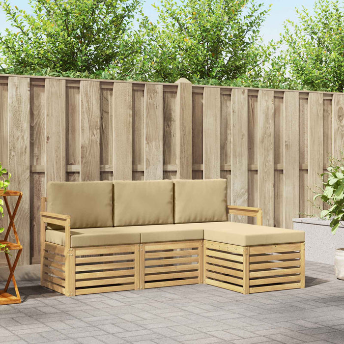 Set de canapele de exterior 4 pcs Alb și Bej WALTI