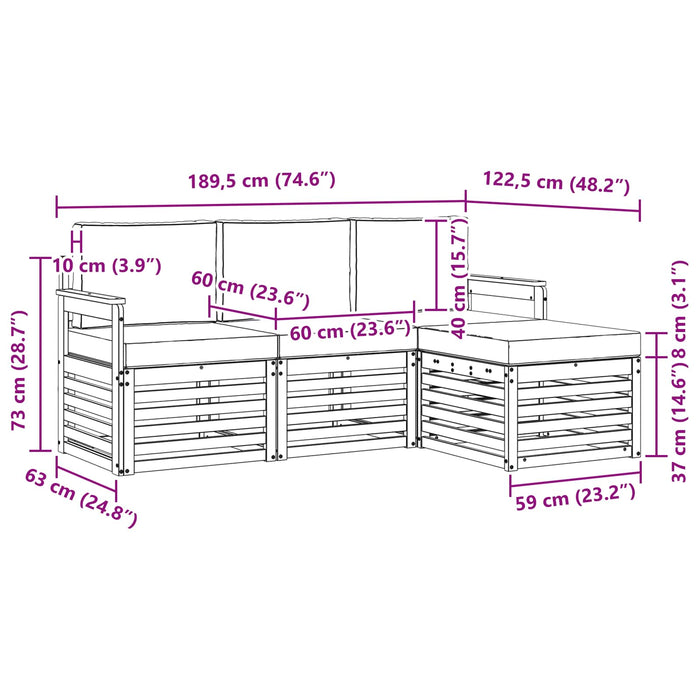 Set de canapele de exterior 4 pcs Alb și Bej WALTI
