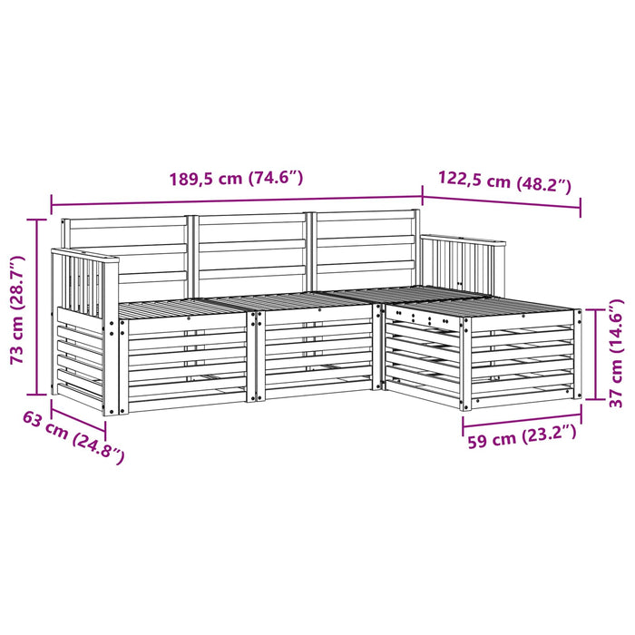 Set de canapele de exterior 4 pcs Alb 189,5 x 122,5 x 73 cm WALTI