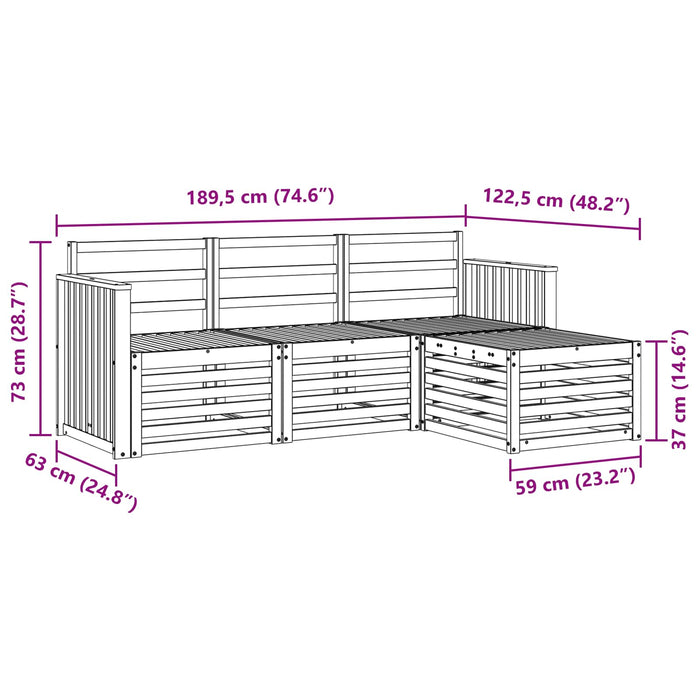 Set de canapele de exterior 4 pcs Alb 189,5 x 122,5 x 73 cm - WALTI WALTI