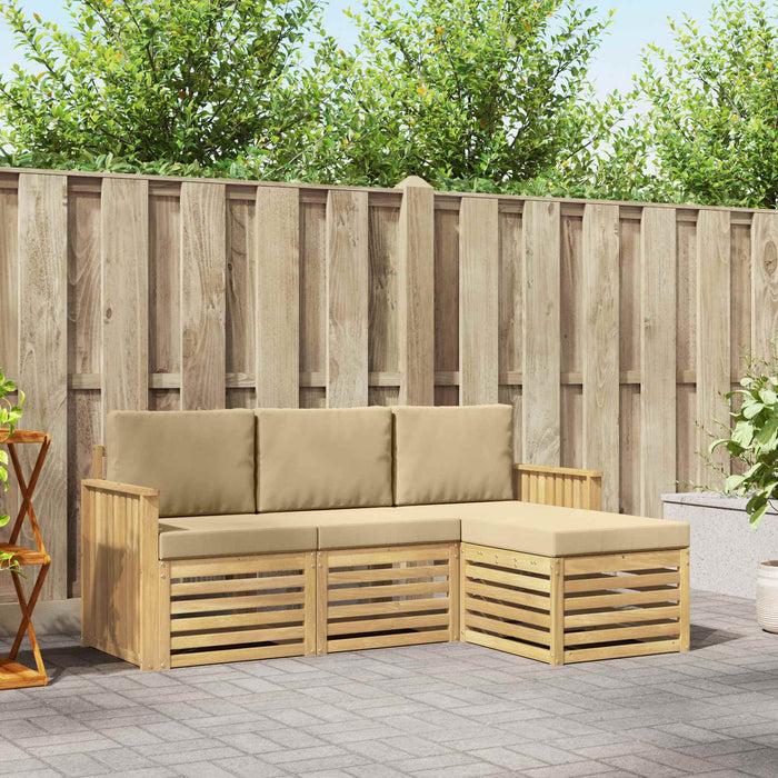 Set de canapele de exterior 4 pcs Alb și Bej - WALTI WALTI