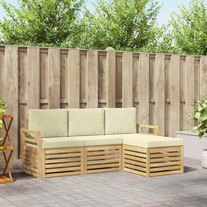 Set de canapele de exterior 4 pcs Alb și crem WALTI