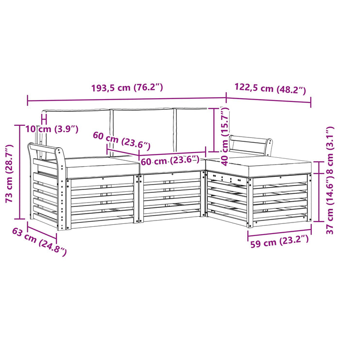 Set de canapele de exterior 4 pcs Alb și crem WALTI