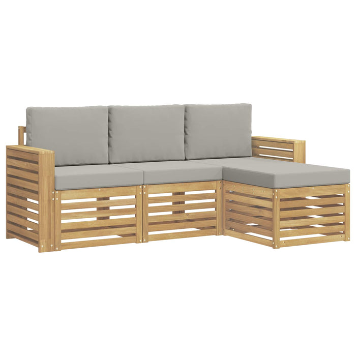 Set de canapele de exterior 4 pcs Alb și gri deschis WALTI