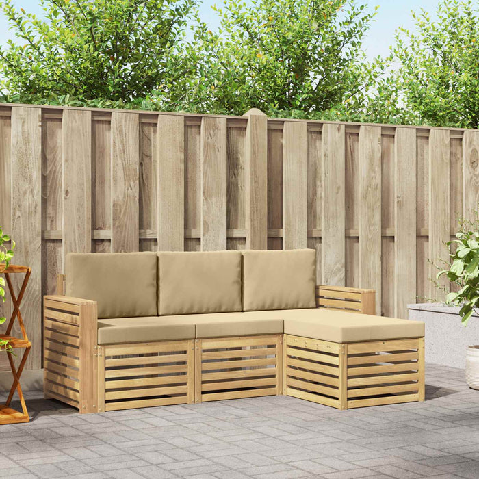 Set de canapele de exterior 4 pcs Alb și Bej - WALTI WALTI