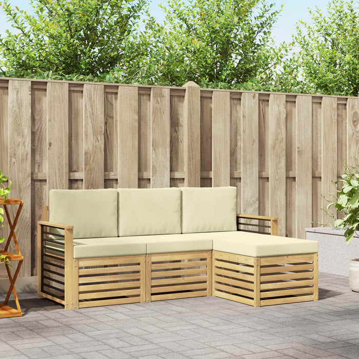 Set de canapele de exterior 4 pcs Alb și crem WALTI