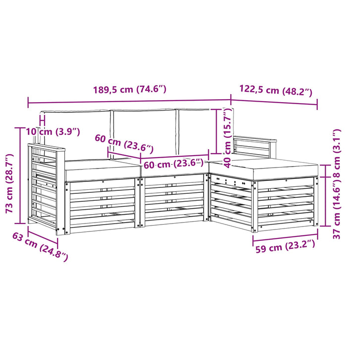 Set de canapele de exterior 4 pcs Alb și gri deschis WALTI