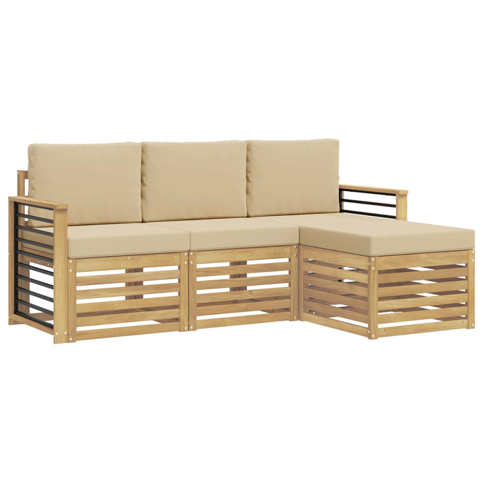 Set de canapele de exterior cu pernă 4 pcs Alb și Bej Poliester WALTI
