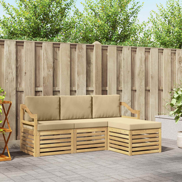 Set de canapele de exterior cu pernă 4 pcs Alb și Bej Poliester WALTI