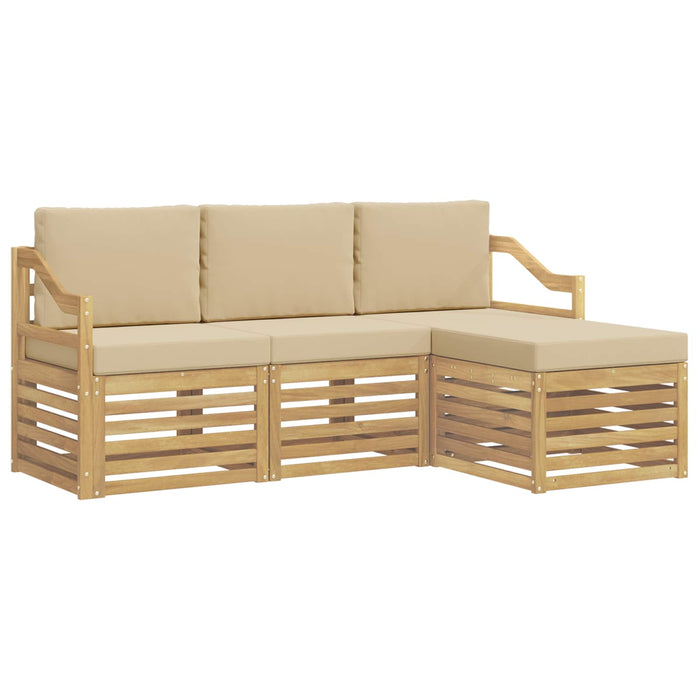Set de canapele de exterior cu pernă 4 pcs Alb și Bej Poliester WALTI