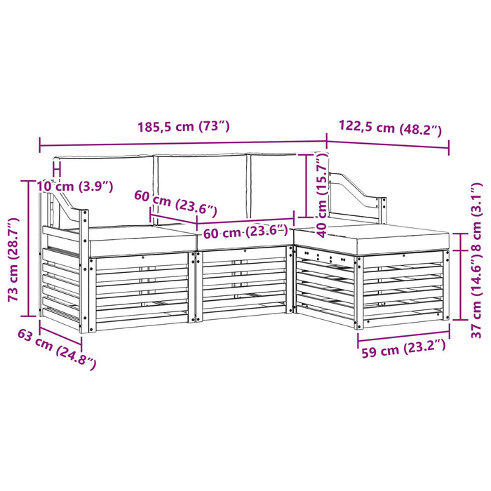 Set de canapele de exterior cu pernă 4 pcs Alb și Bej Poliester WALTI