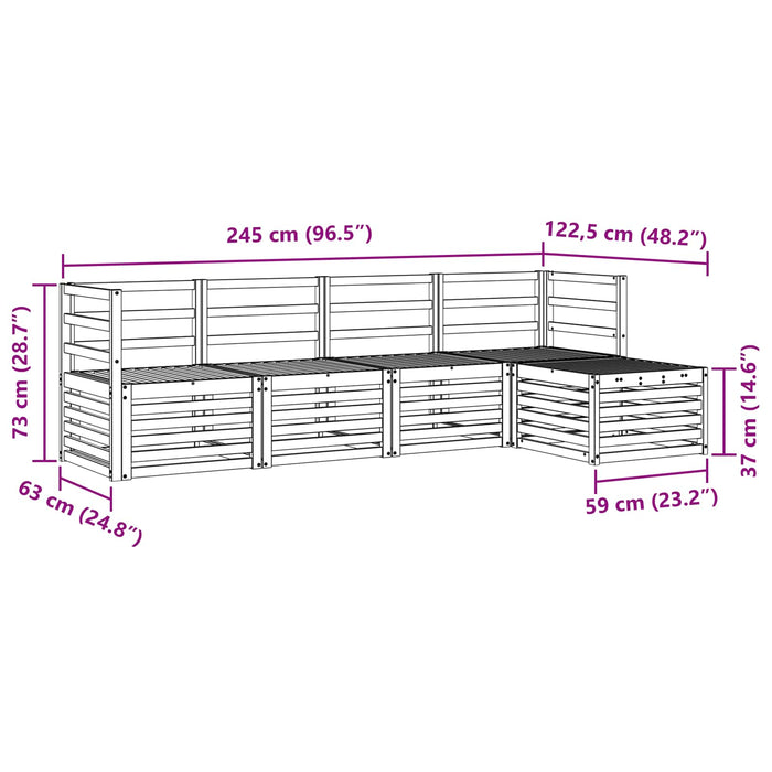 Set de canapele de exterior 5 pcs Alb Lemn Solid de Acacia WALTI