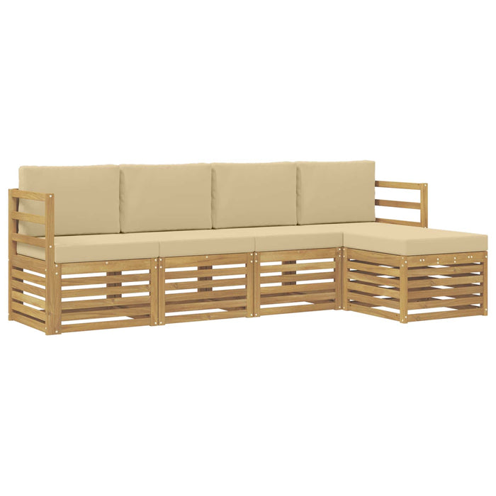 Set de canapele de exterior cu pernă 5 pcs Alb și Bej Poliester WALTI