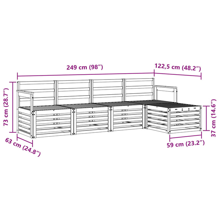 Set de canapele de exterior 5 pcs Alb 249 x 122,5 x 73 cm WALTI