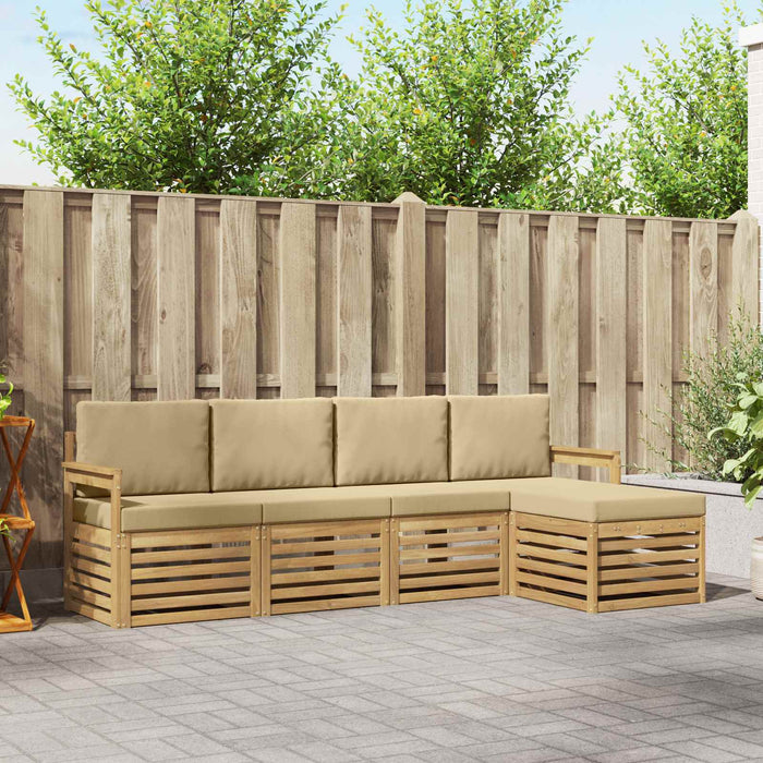 Set de canapele de exterior 5 pcs Alb și Bej WALTI