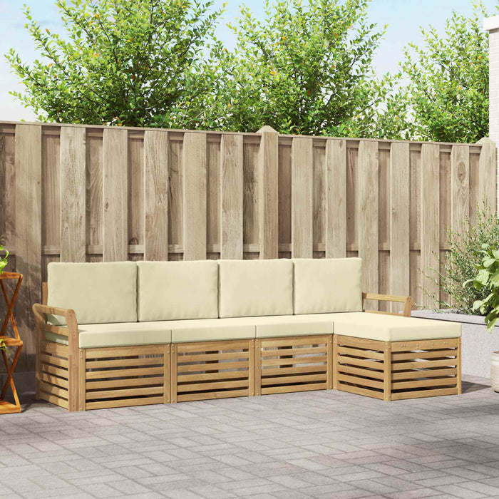 Set de canapele de exterior 5 pcs Alb și crem WALTI