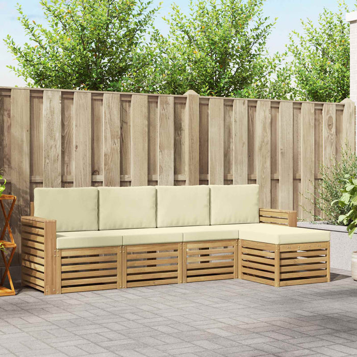 Set de canapele de exterior 5 pcs Alb și crem WALTI