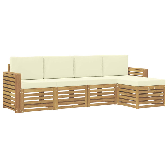 Set de canapele de exterior 5 pcs Alb și crem WALTI
