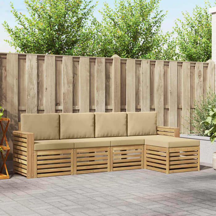 Set de canapele de exterior 5 pcs Alb și Bej WALTI