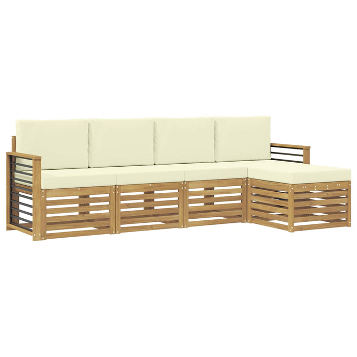 Set de canapele de exterior 5 pcs Alb și crem WALTI