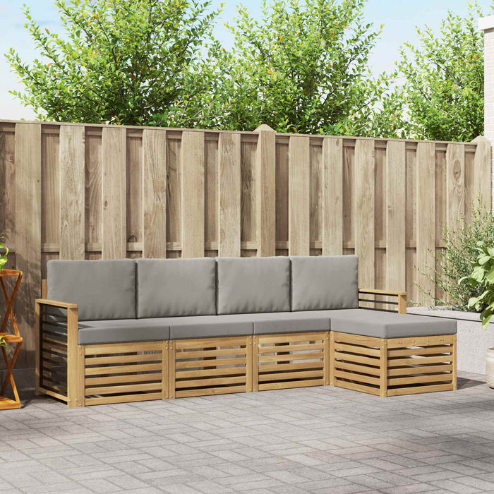 Set de canapele de exterior 5 pcs Alb și gri deschis WALTI