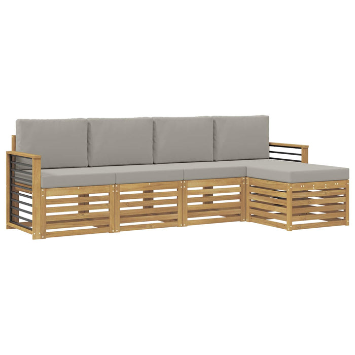Set de canapele de exterior 5 pcs Alb și gri deschis WALTI