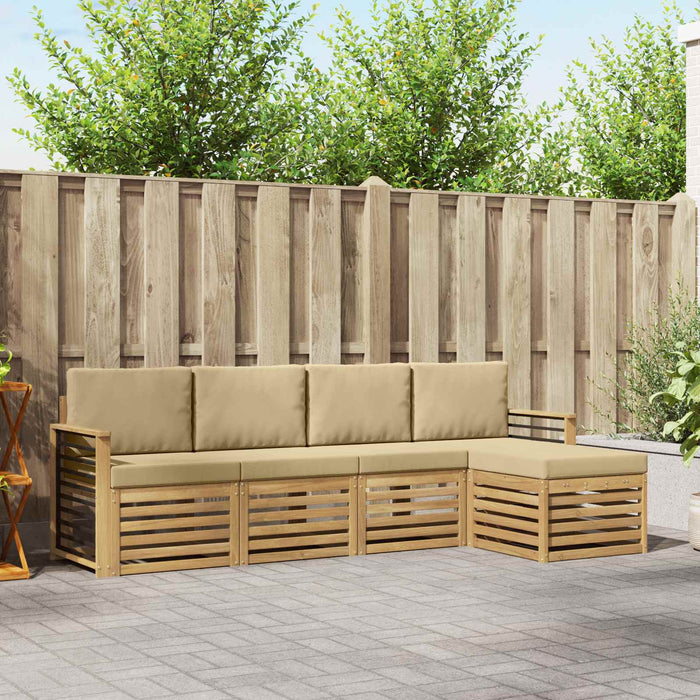 Set de canapele de exterior cu pernă 5 pcs Alb și Bej Poliester WALTI