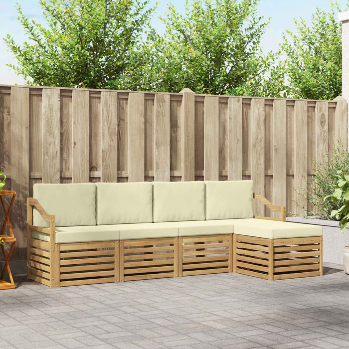 Set de canapele de exterior 5 pcs Alb și crem WALTI