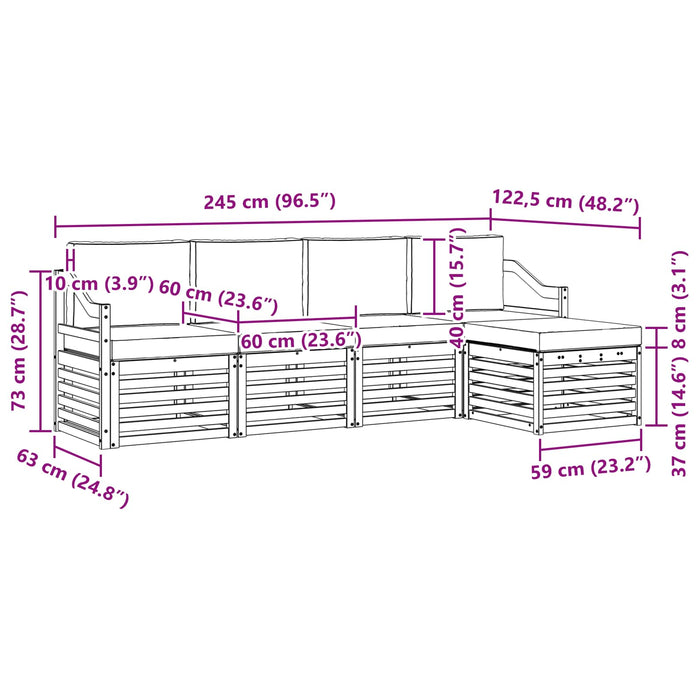 Set de canapele de exterior cu pernă 5 pcs Alb și Bej Poliester WALTI