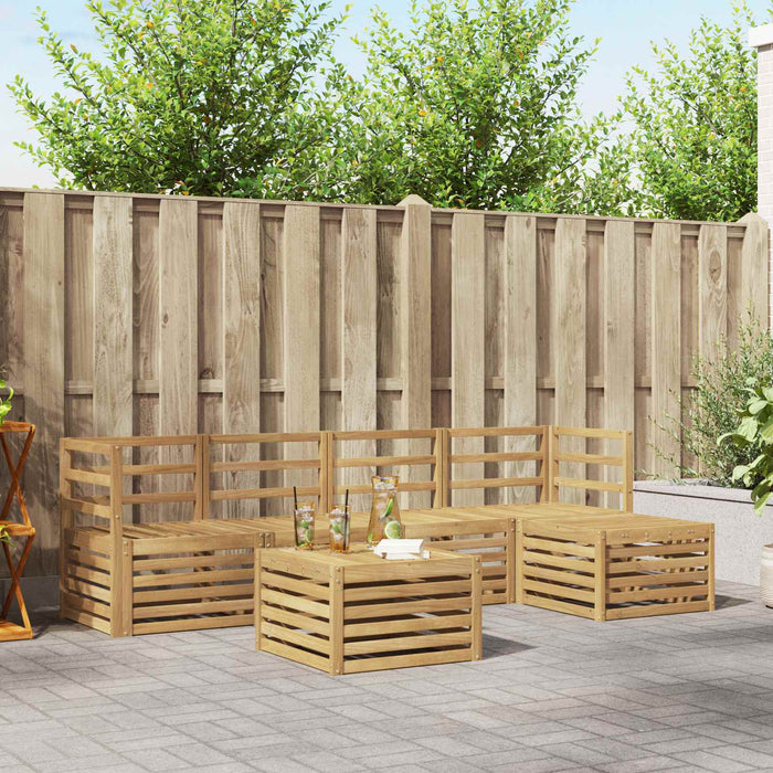 Set de canapele de exterior 6 pcs Alb Lemn Solid de Acacia WALTI