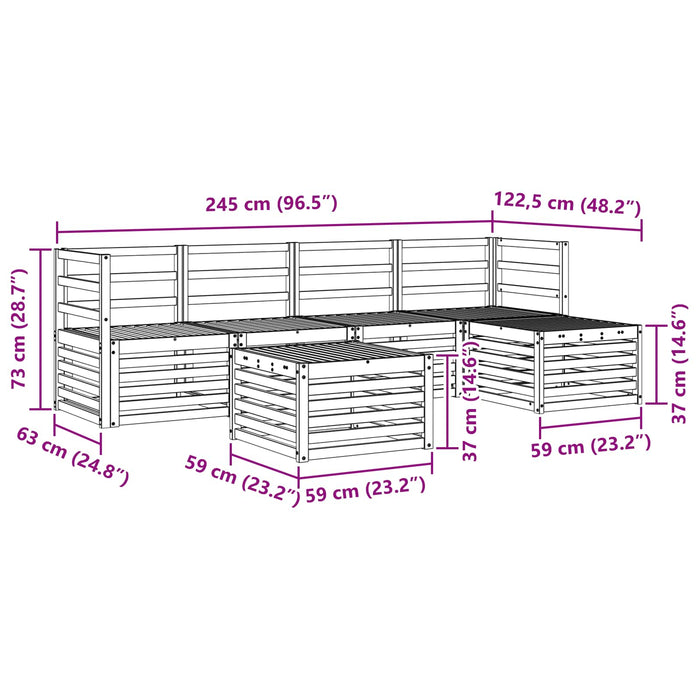 Set de canapele de exterior 6 pcs Alb Lemn Solid de Acacia WALTI