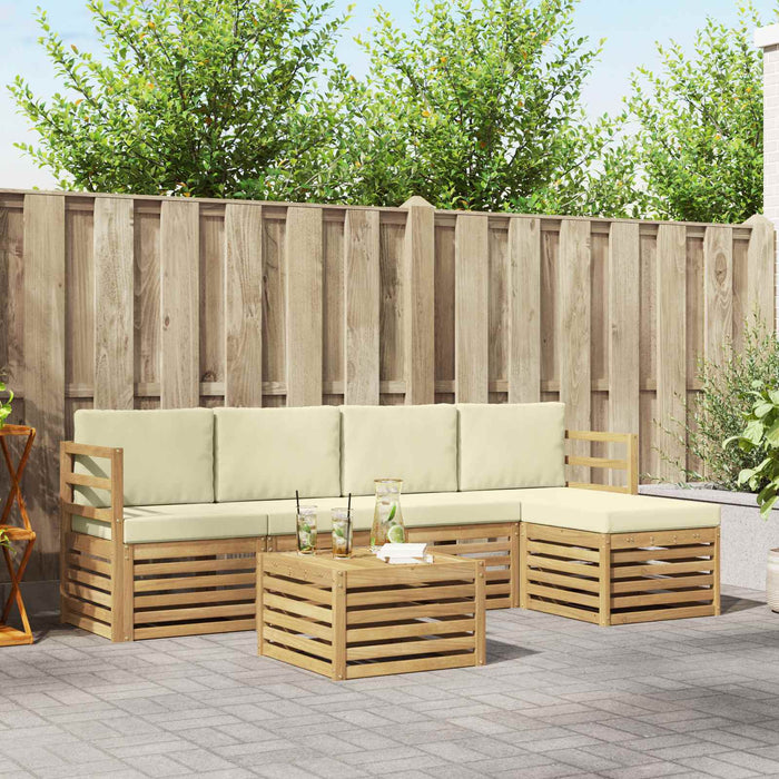 Set de canapele de exterior 6 pcs Alb și crem 59 x 59 x 37 cm WALTI