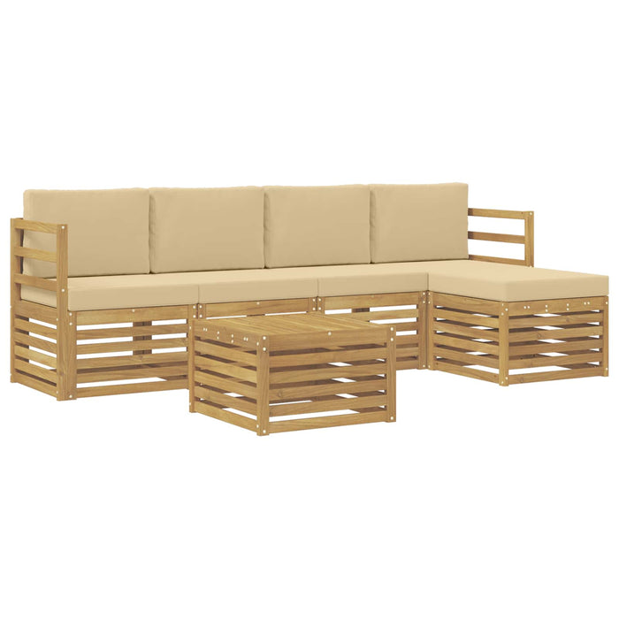 Set de canapele de exterior cu pernă 6 pcs Alb și Bej Poliester WALTI
