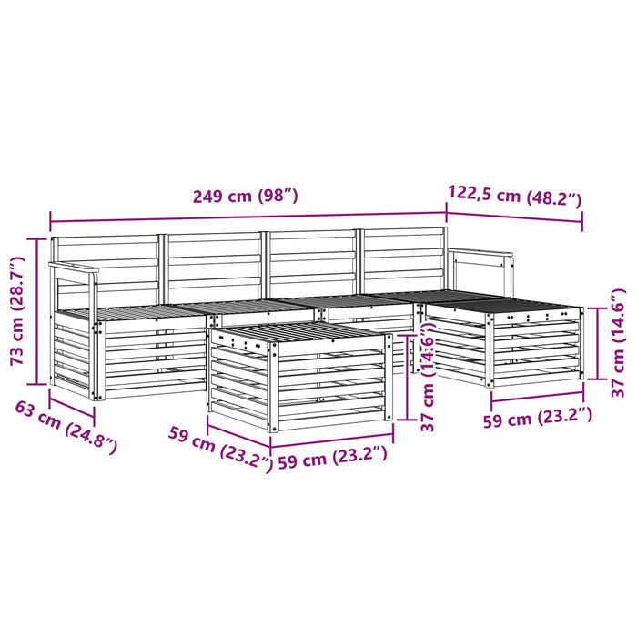 Set de canapele de exterior 6 pcs Alb 59 x 59 x 37 cm WALTI