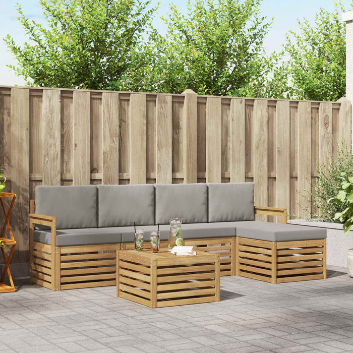 Set de canapele de exterior 6 pcs Alb și gri deschis WALTI