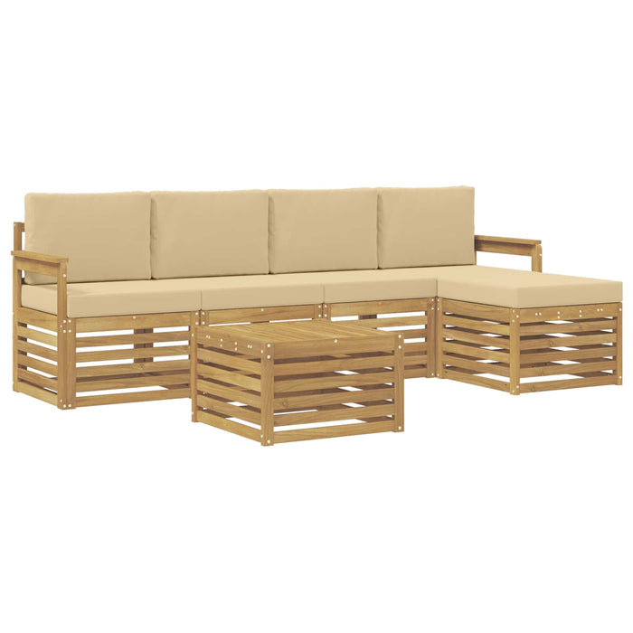 Set de canapele de exterior 6 pcs Alb și Bej 59 x 59 x 37 cm WALTI