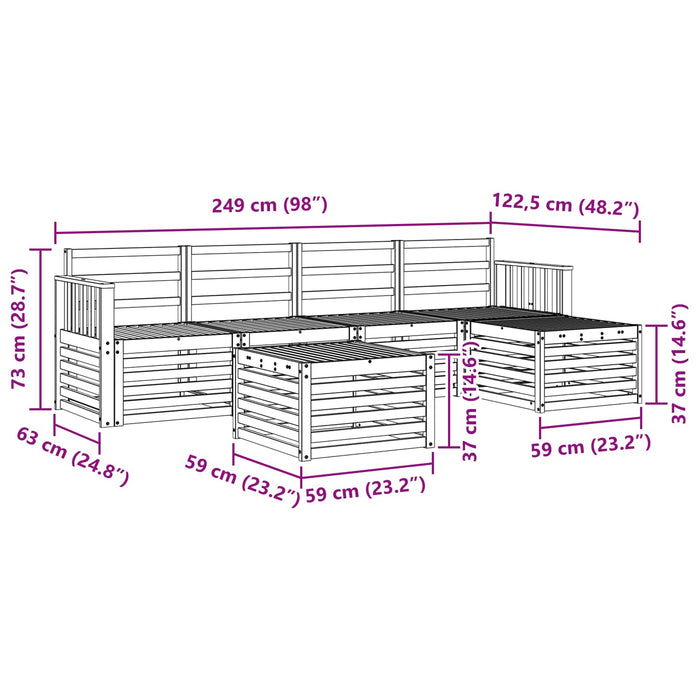 Set de canapele de exterior 6 pcs Alb 59 x 59 x 37 cm WALTI
