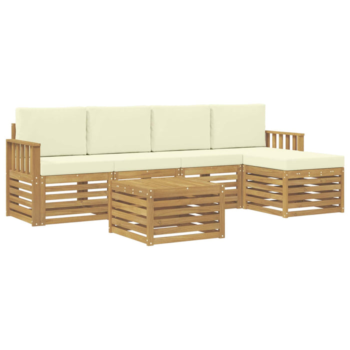 Set de canapele de exterior 6 pcs Alb și crem 59 x 59 x 37 cm WALTI