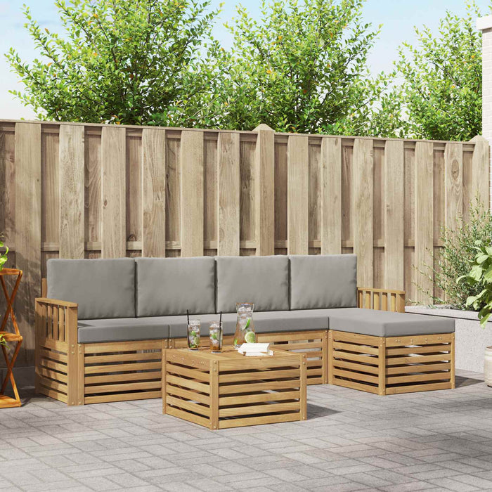 Set de canapele de exterior 6 pcs Alb și gri deschis WALTI