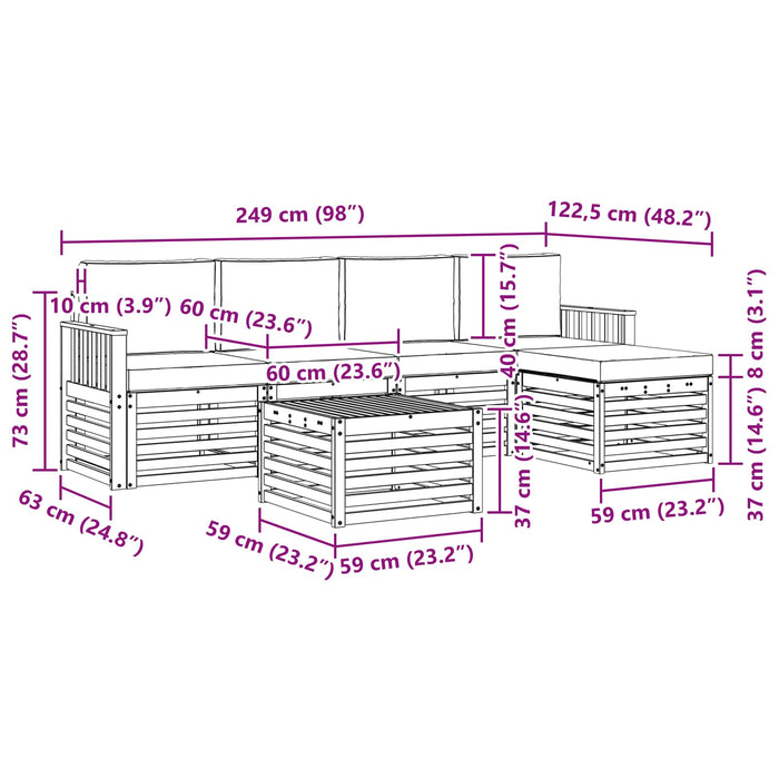 Set de canapele de exterior 6 pcs Alb și gri deschis WALTI