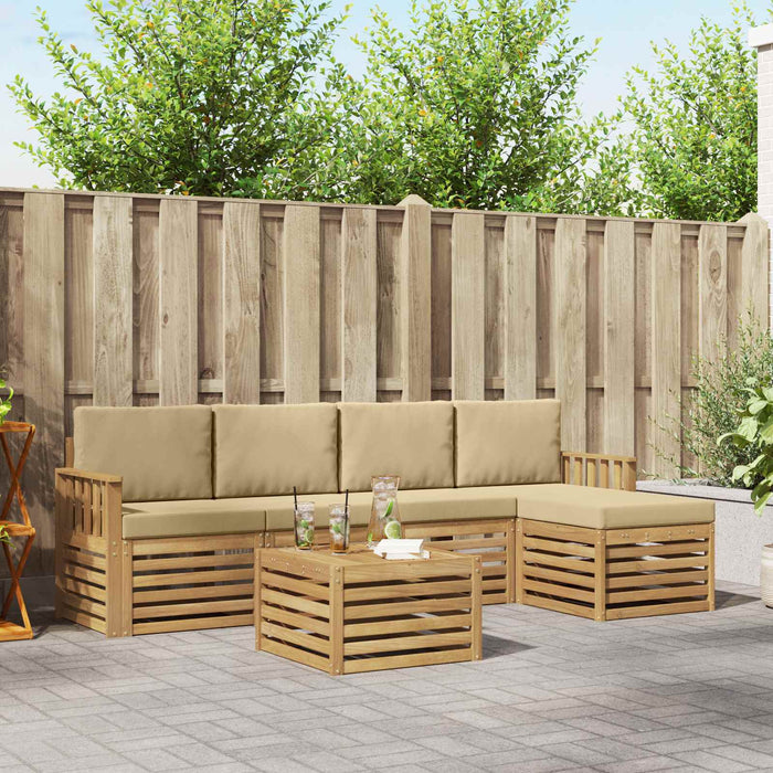 Set de canapele de exterior 6 pcs Alb și Bej 59 x 59 x 37 cm WALTI