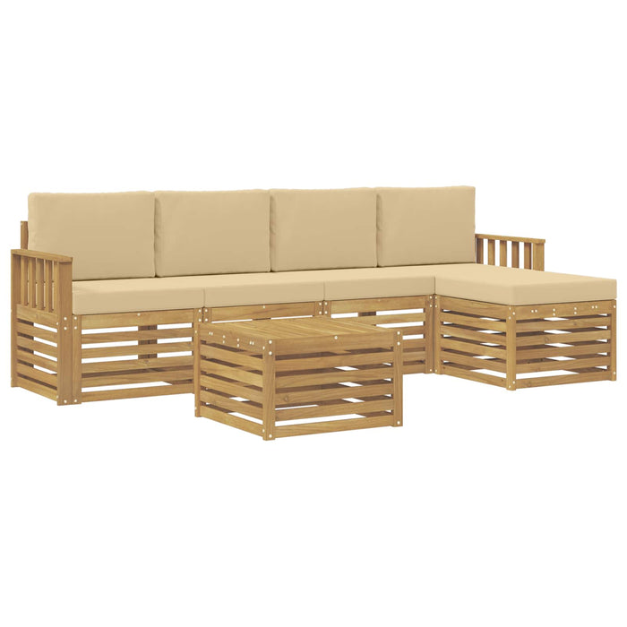 Set de canapele de exterior 6 pcs Alb și Bej 59 x 59 x 37 cm WALTI