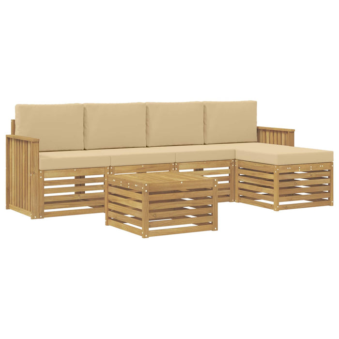 Set de canapele de exterior 6 pcs Alb și Bej 59 x 59 x 37 cm WALTI