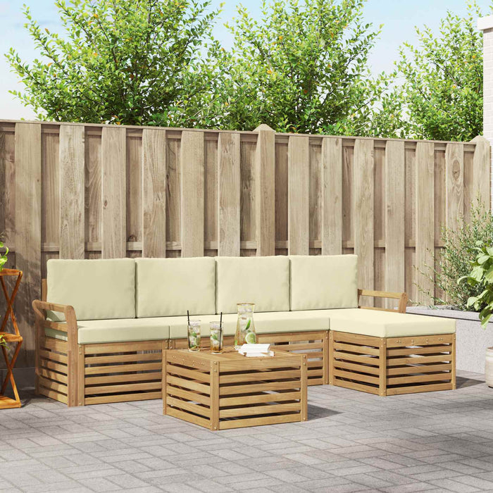 Set de canapele de exterior 6 pcs Alb și crem 59 x 59 x 37 cm WALTI