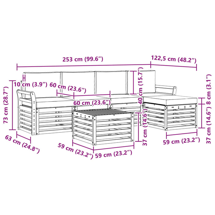 Set de canapele de exterior 6 pcs Alb și crem 59 x 59 x 37 cm WALTI