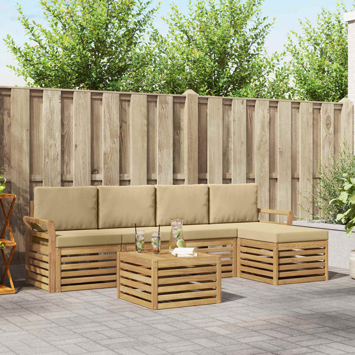 Set de canapele de exterior 6 pcs Alb și Bej 59 x 59 x 37 cm WALTI
