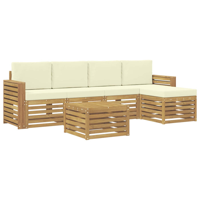 Set de canapele de exterior 6 pcs Alb și crem 59 x 59 x 37 cm WALTI